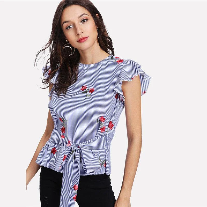 FLORAL STRIPED SASH TIE TOP Seasonal Trends