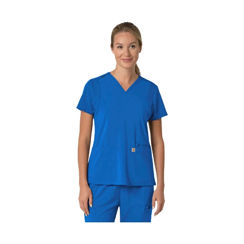 Carhartt Women's Force Cross Flex Panel V Neck Scrub Top - Royal Blue Style Streetwear