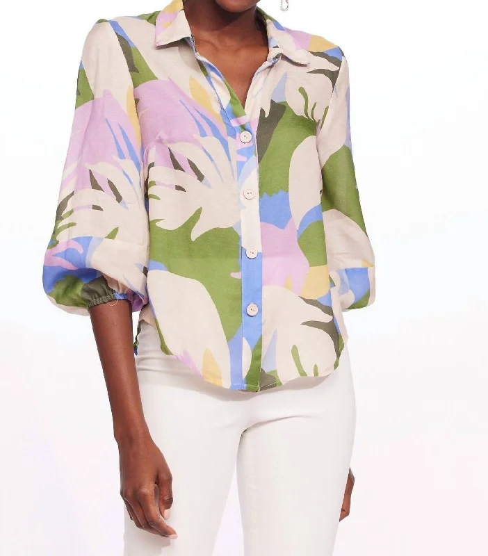 Amelia Palm Top In Azure Odd Size Clearance Sale