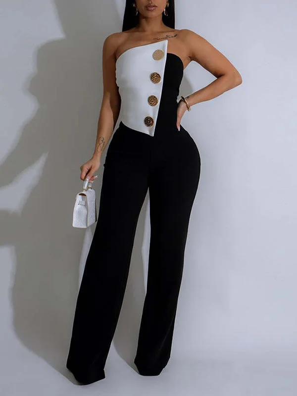 Two-Tone Button Jumpsuit Limited Stock, Big Sale