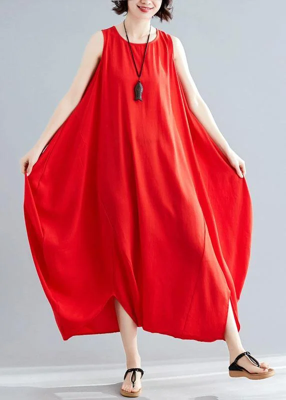 summer cotton red loose jumpsuit pants stylish sleeveless harem pants Fashion Essentials