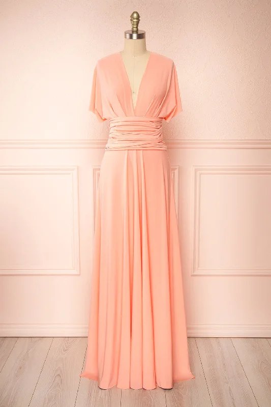 Violaine Coral | Convertible Maxi Dress Statement Piece