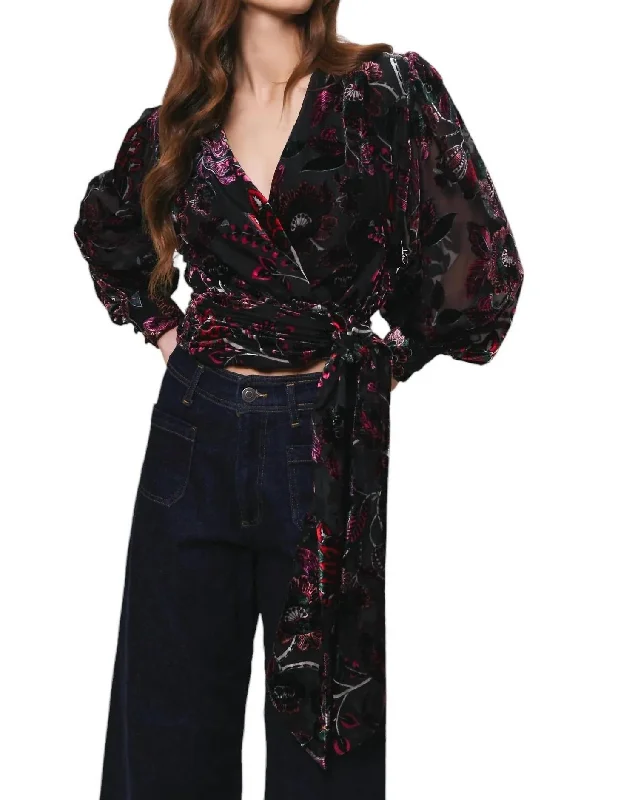 Sanders Top In Black Japonisme Floral End Of Season Sale