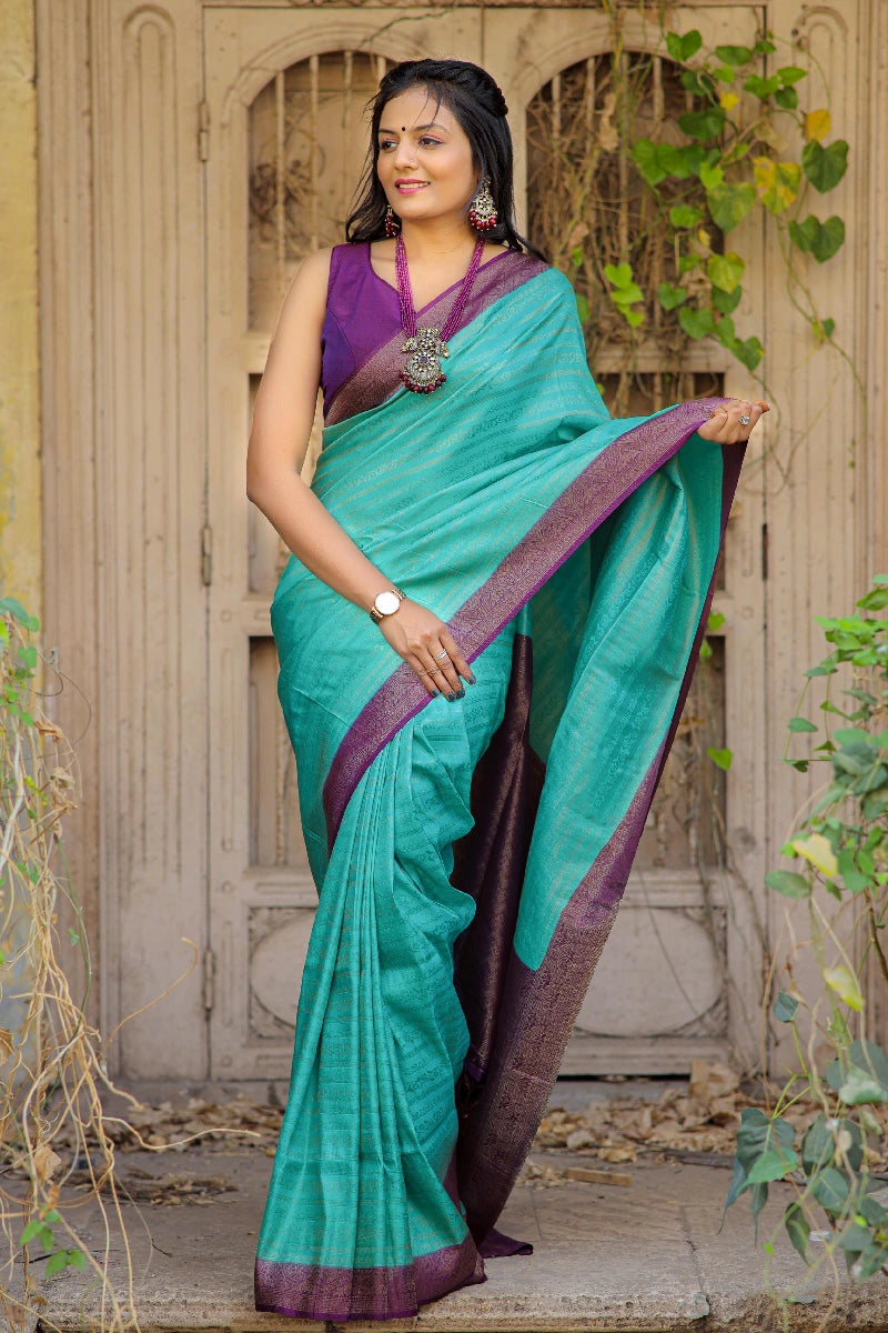 Jacquard Work Saree With Heavy Contrast Border For Wedding Limited Time Deal