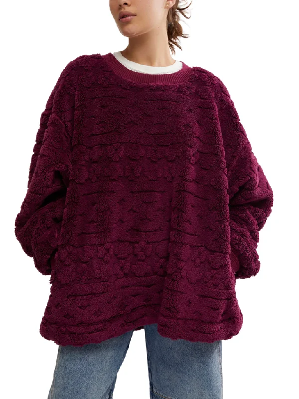 Free People Cable Knit Sweatshirt - BERRY COMBO Casual Chic