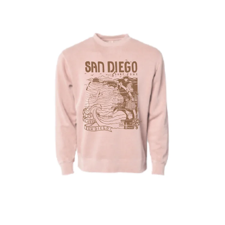 SunDiego WOMEN'S MAP FLEECE - DUSTY PINK/BROWN Trendy Fashion for Women