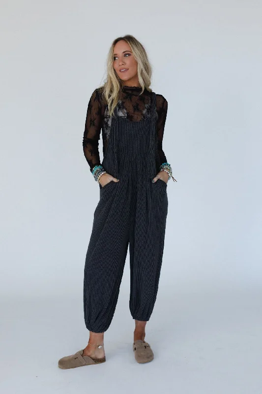 The Nest Tazzlynn Textured Jumpsuit - Charcoal Great Prices On Feminine Styles