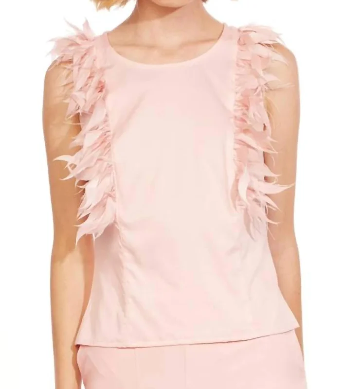 Feather Top In Pink Fashion Forward Outfits