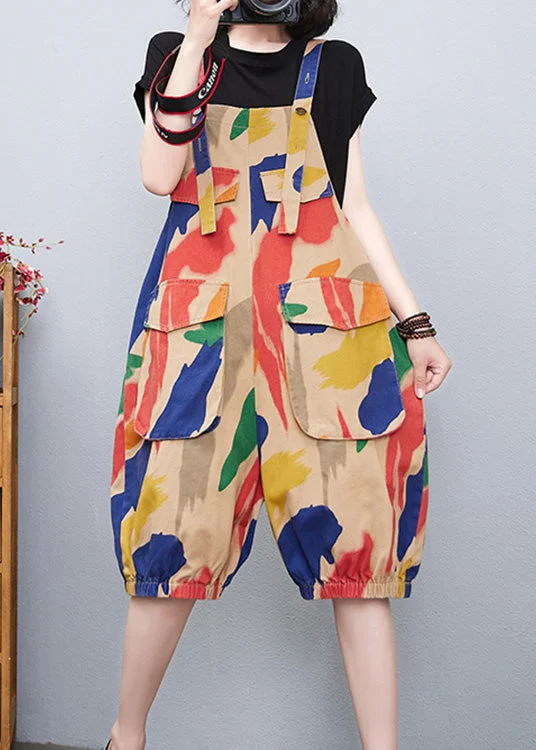 DIY Apricot Slash Neck Print High Waist Jumpsuit Summer Big Savings On Minimalist Office Styles