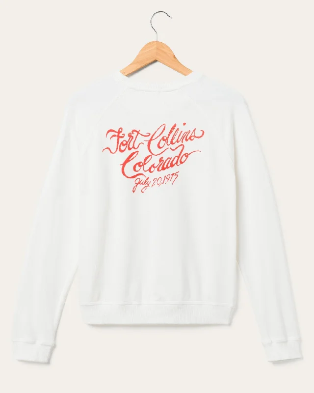 Junk Food Women's The Rolling Stones Fort Collins Colorado Fleece Raglan - VINTAGE WHITE Runway Inspired Wear