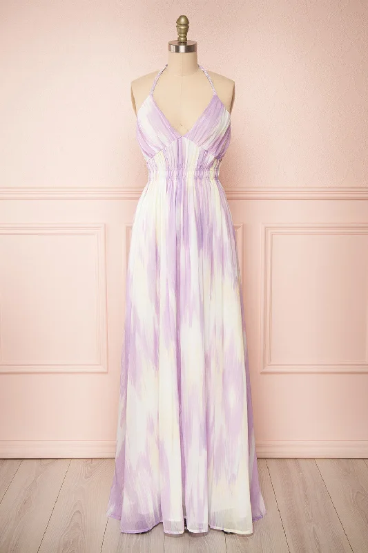 Amakassou | Lilac & Yellow Maxi Dress Trendy Women's Wear Collection