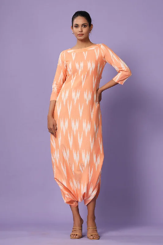 Orange Ikat Dhoti Jumpsuit Chic Allure