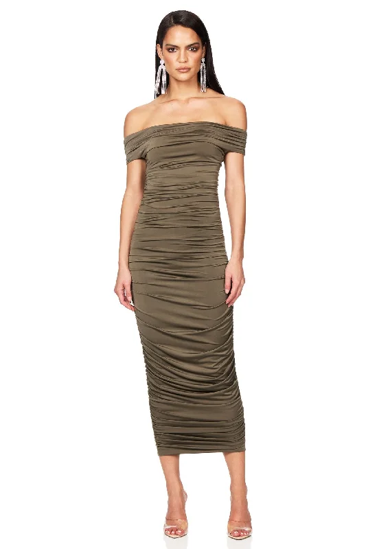 Nookie Element Midi Dress - Khaki Evening Looks