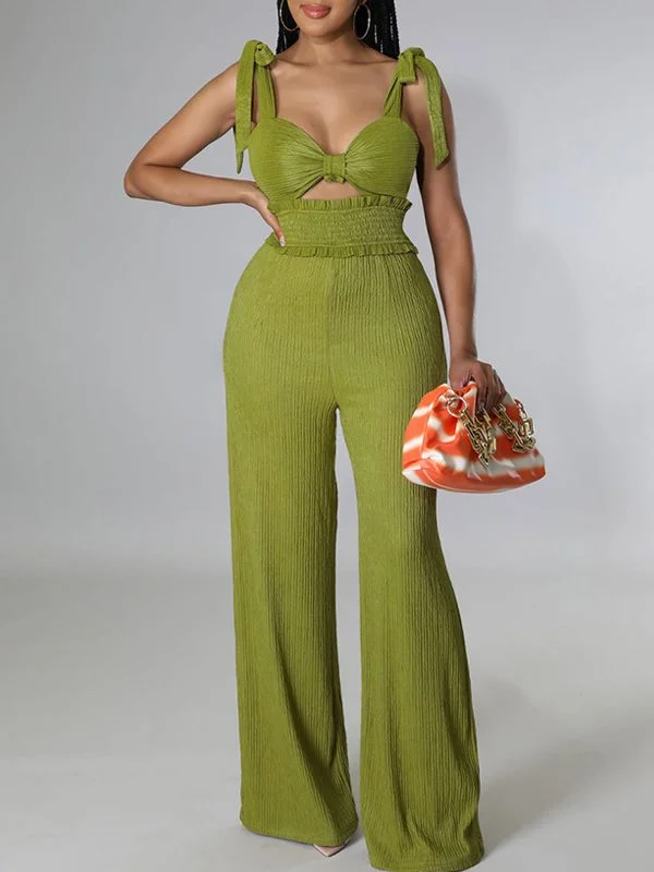 Solid Tie-Shoulder Jumpsuit Celebrate With Big Savings