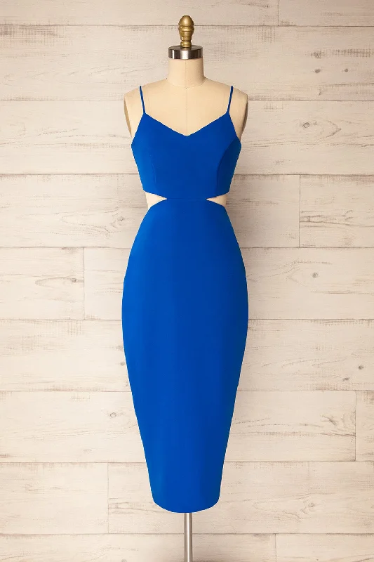 Komia Royal Blue | Fitted Midi Dress w/ Cut-Outs Fresh Styles, Fresh Deals