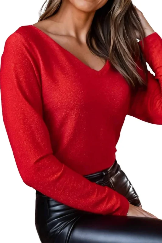 Metallic Bowknot Top In Red Fashion Forward, Function First