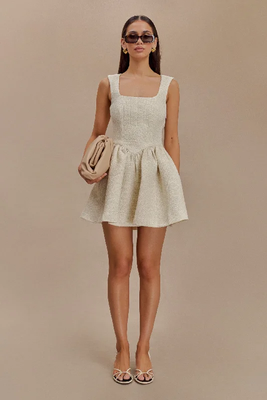 Jennifer Boucle Mini Dress - Ivory Latest Trends