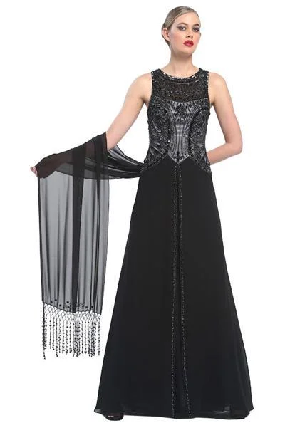 Sue Wong - Bejeweled Bateau Neck A-line Dress N5338 Season Offer