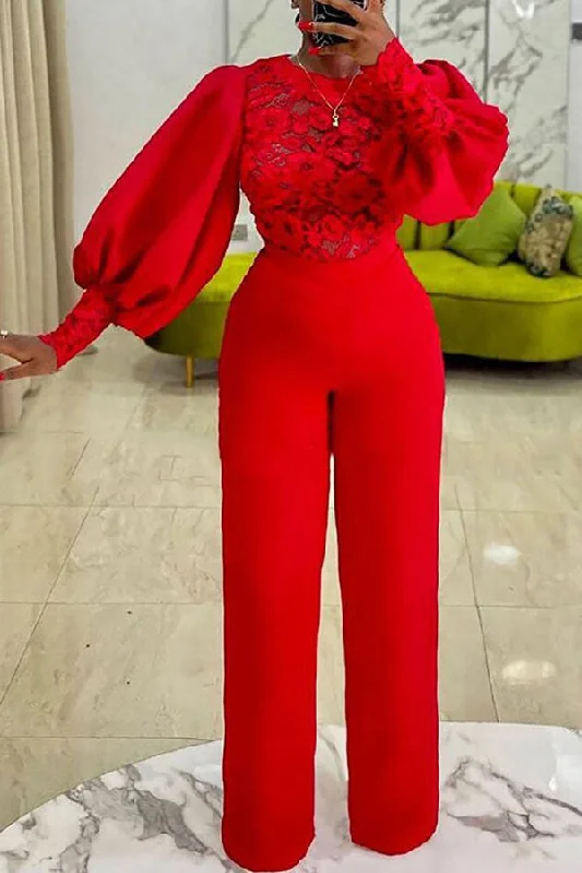 Solid Color Elegant See-Through Jumpsuit Weekend Special