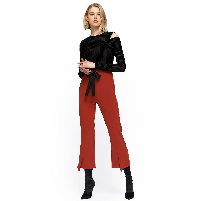 Women's High Waist Front Slit Trouser In Ruby Best Sellers