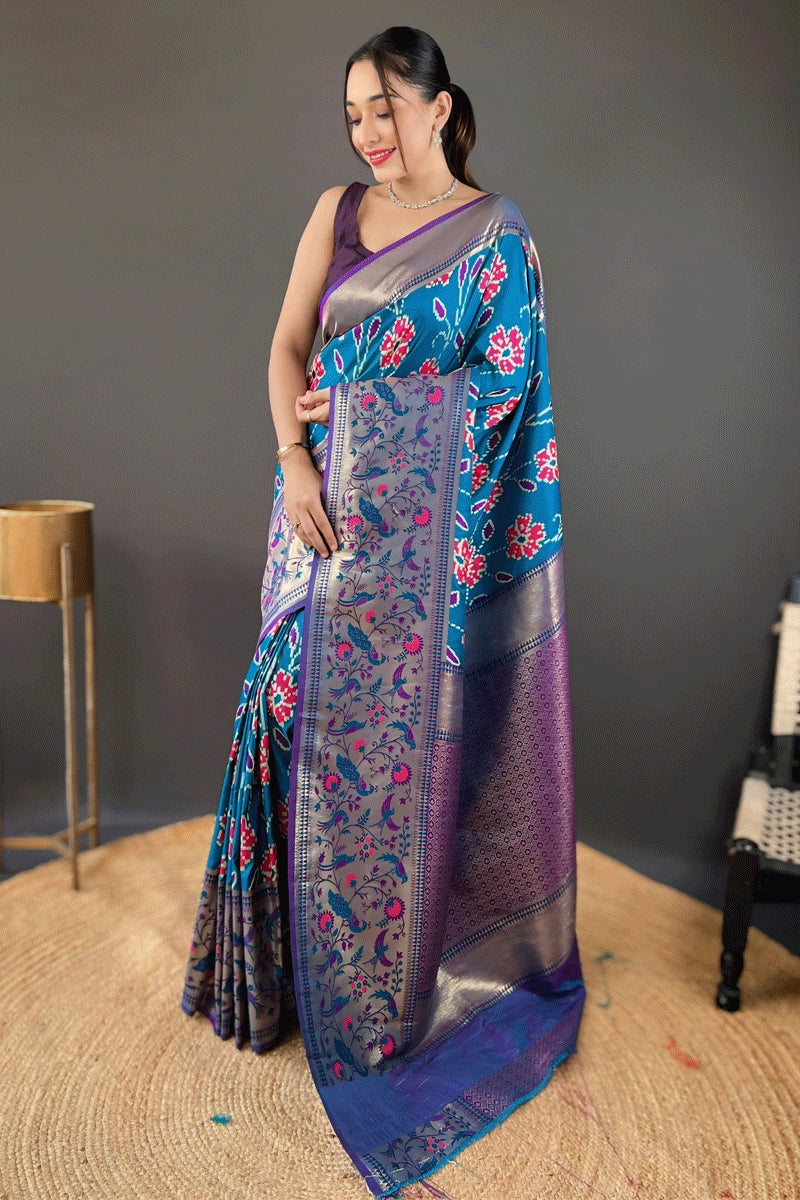 Sky Blue Colour Silk Saree For Wedding Function Trendsetter's Closet