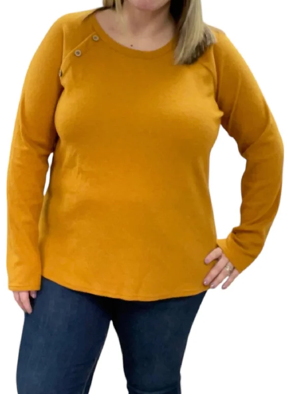 Long Sleeve With Button Details Top In Mustard Latest Trends