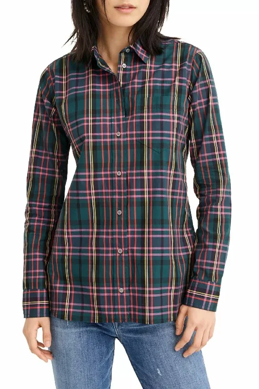 Classic-Fit Button Down Shirt In Green Plaid Trend Setting Threads