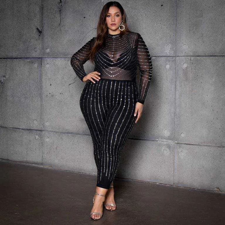 New High-stretch Mesh See-through Tight Jumpsuit Women Classic Women's Fashion