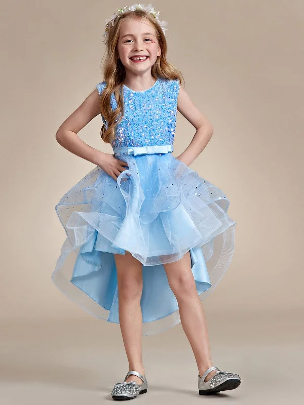 Sequin Polka Dot Sleeveless High-Low Flower Girl Dresses Effortless Everyday Wear