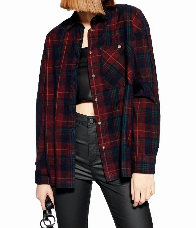 Plaid Corduroy Shirt In Multicolor Style Without Limits