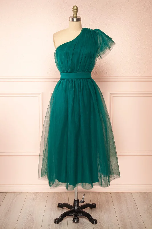 Leillia | Green Tulle Midi Dress Celebrate With Big Savings