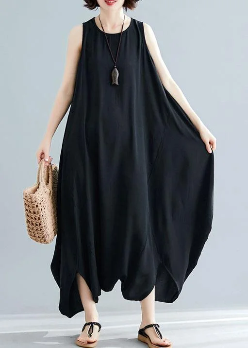 new black sleeveless cotton jumpsuit pants fashion unique women wide leg skirts pants Mid - Week Surprise