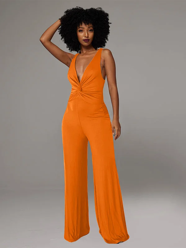 Twisted Sleeveless Wide-Leg Jumpsuit Comfortable Clothes