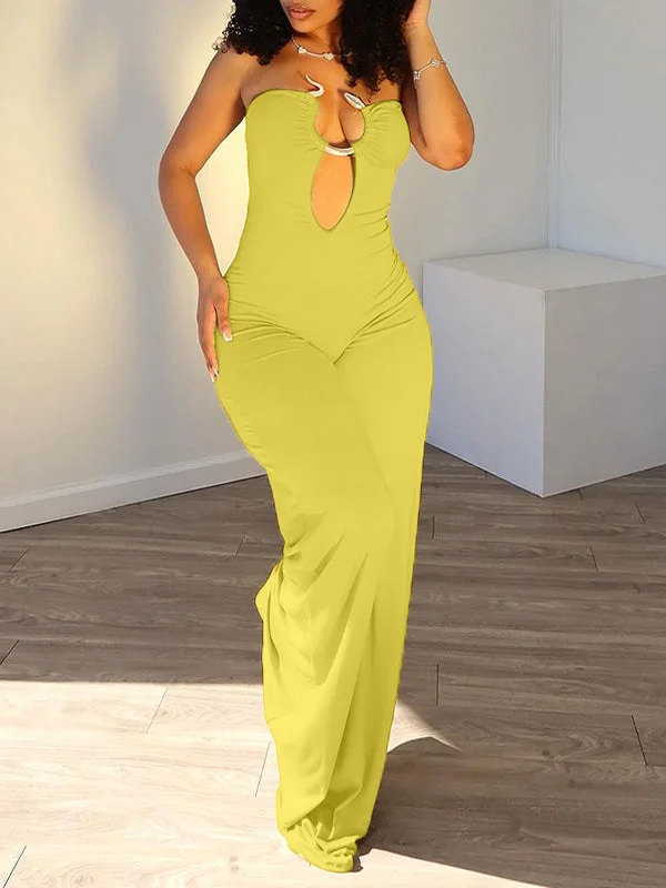 Strapless Wide-Leg Jumpsuit Luxe Women's Apparel