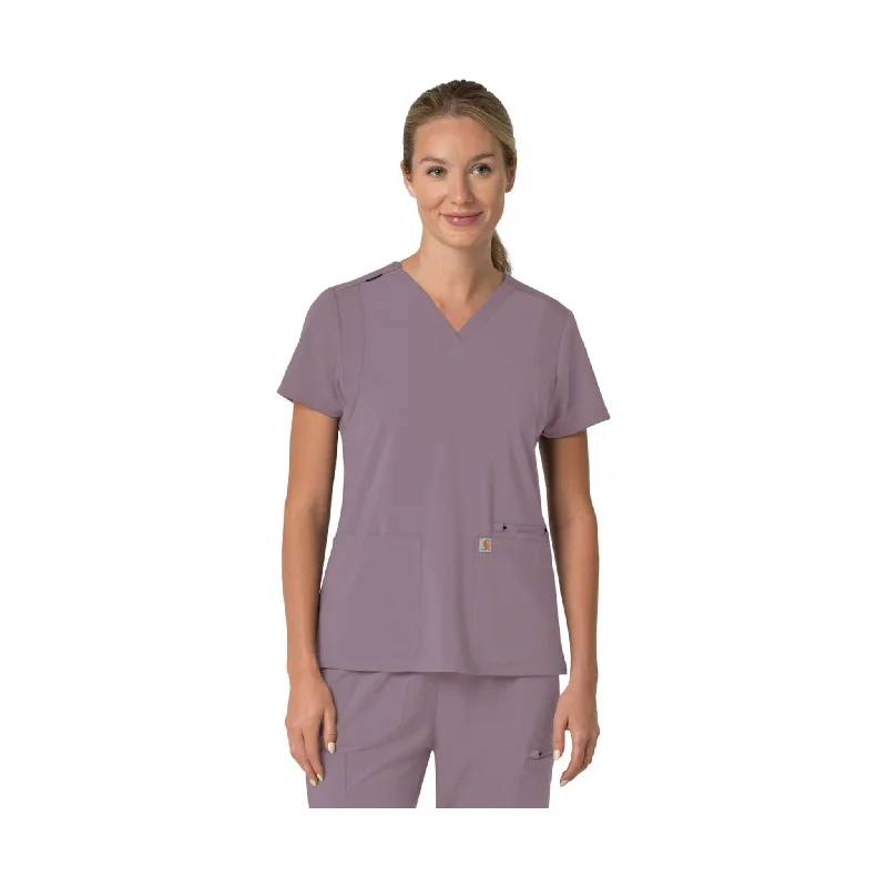 Carhartt Women's Force Cross Flex Panel V Neck Scrub Top - Lavender Mist - ONLINE STORE CREDIT/EXCHANGE ONLY Elegant Simplicity Wardrobe