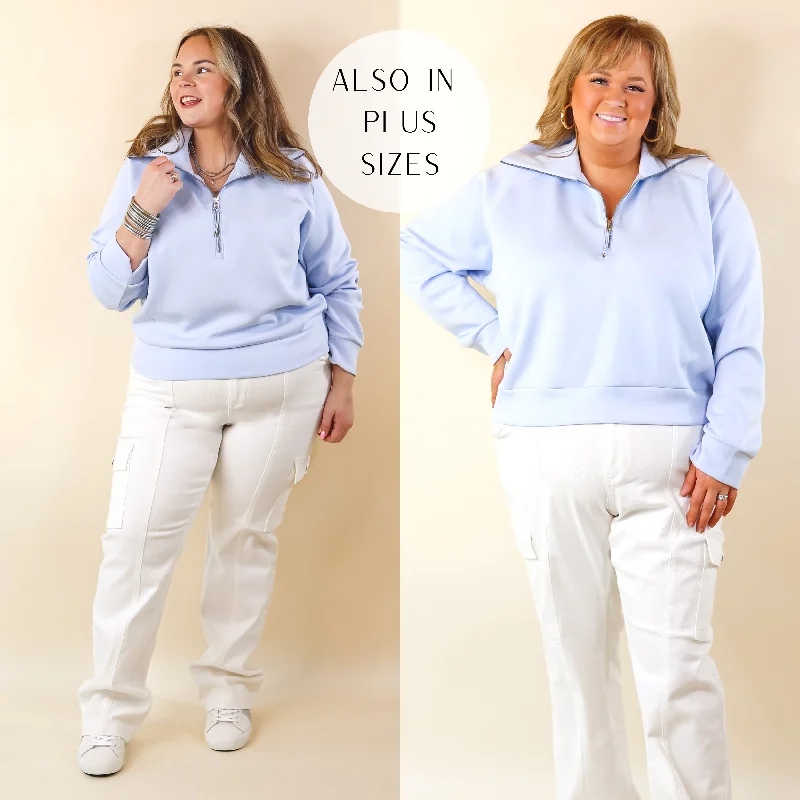 SPANX | AirEssentials Half Zip in Oxford (Sky Blue) Don't Miss Out