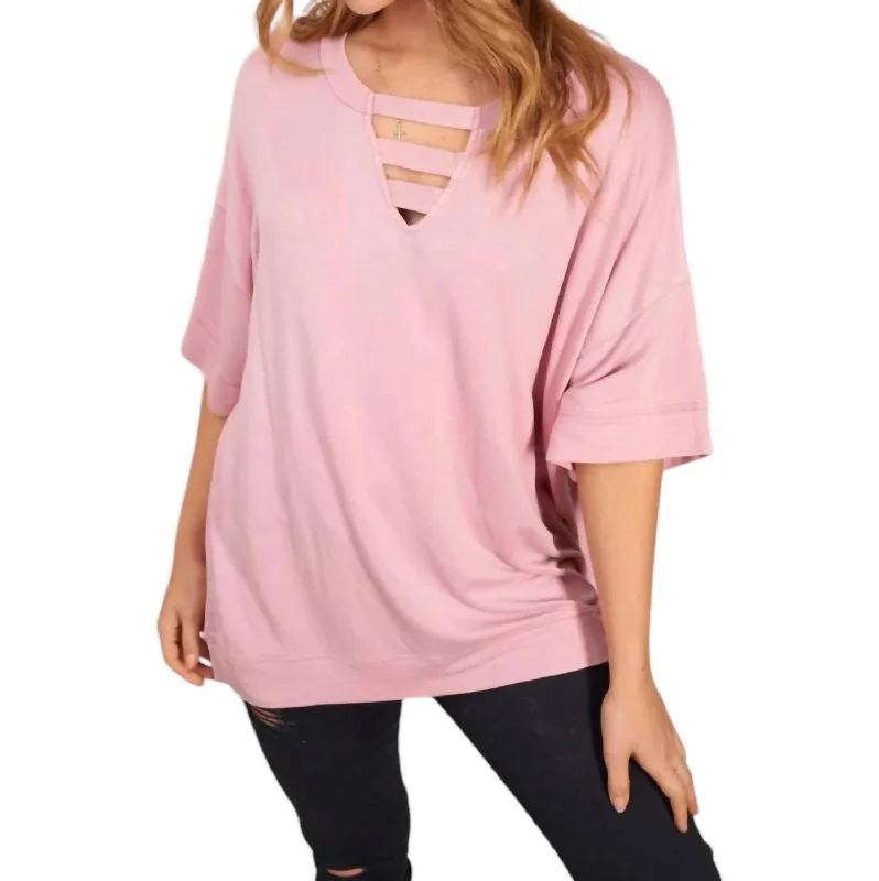 Spliced Front Boxy Top In Blush Top Deals