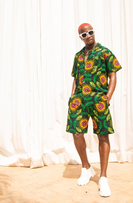 Ben Ankara Men Short | Green African Print Budget Friendly