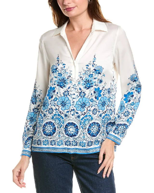 Elie Tahari Cascade Garden Silk-Blend Shirt Huge Markdowns