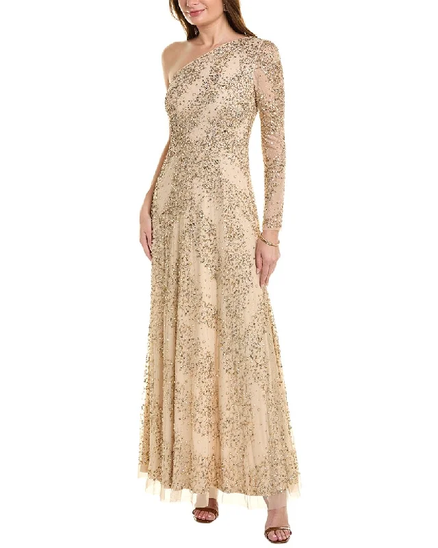 Aidan Mattox Beaded One-Shoulder Gown Trendy Fashion For Women