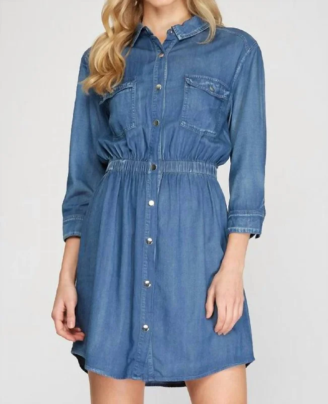 Ailyn Chambray Shirt Dress In Blue Denim Spring Fashion