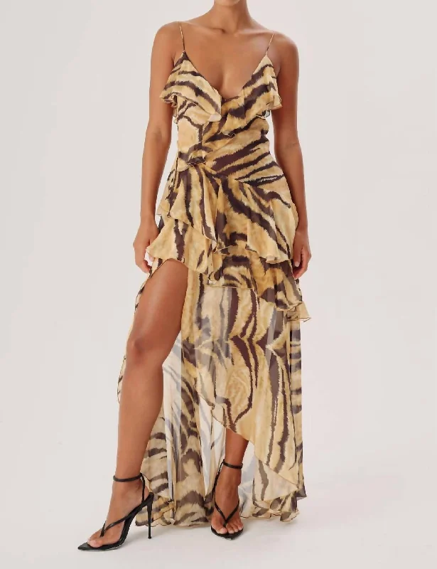 Alva Dress In Tiger Print Holiday Attire Sale