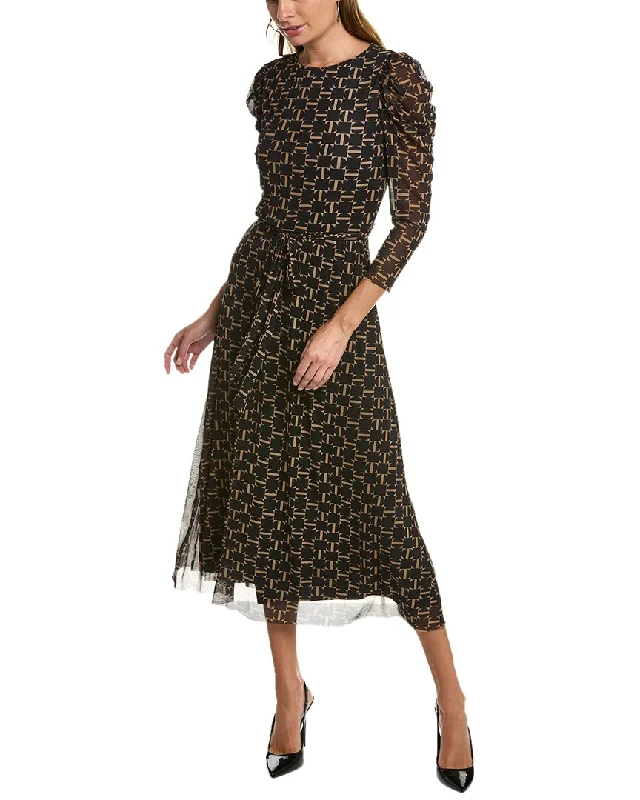 Anne Klein Puff Sleeve Midi Dress Limited Stock