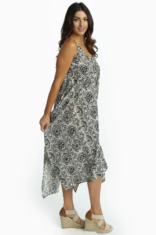 Black Ivory Printed Flowy Dress Style Redefined