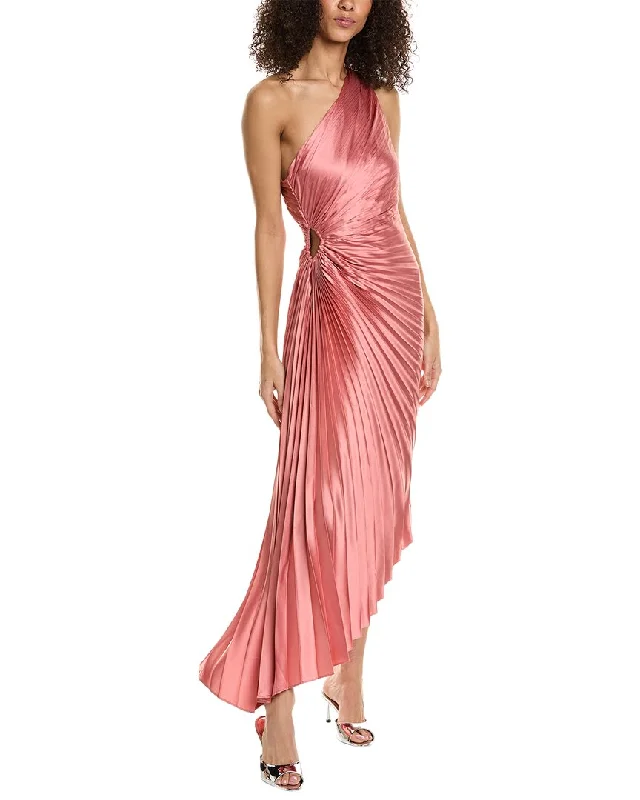 Dress Forum Asymmetrical Pleated Maxi Dress Vibrant Styles