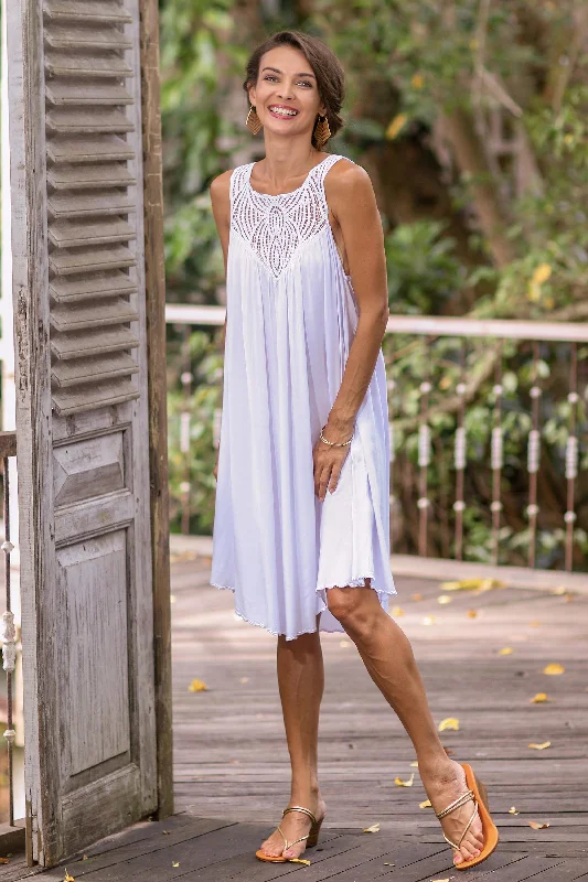 Drifting Clouds in White Hand Embroidered White Cotton Dress Seasonal Trend