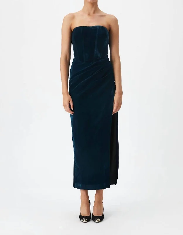 Everlasting Velour Midi Dress In Navy Fashionista Favorites