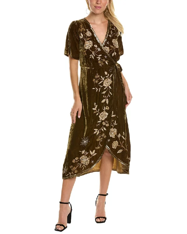 Johnny Was Ally Velvet Silk-Blend Wrap Dress Chic And Trendy