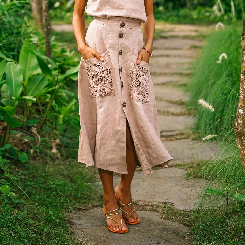 Juicy Fruit in Natural Hand Embroidered Knee-Length Skirt Weekend Special