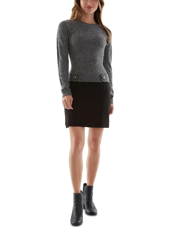 Juniors Womens Crewneck Short Sweaterdress Classic Women's Fashion